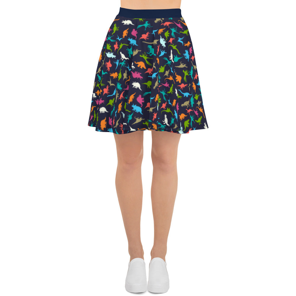 Multi-Colored Dinos - Womens Dinosaur Skirt
