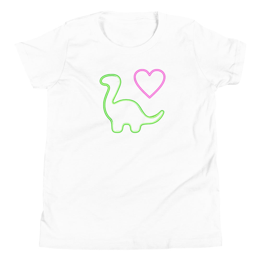 Neon Dino Love - Girls Dinosaur Shirt