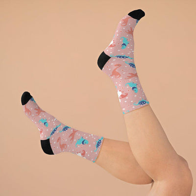 Pink Girls Dinosaur Socks