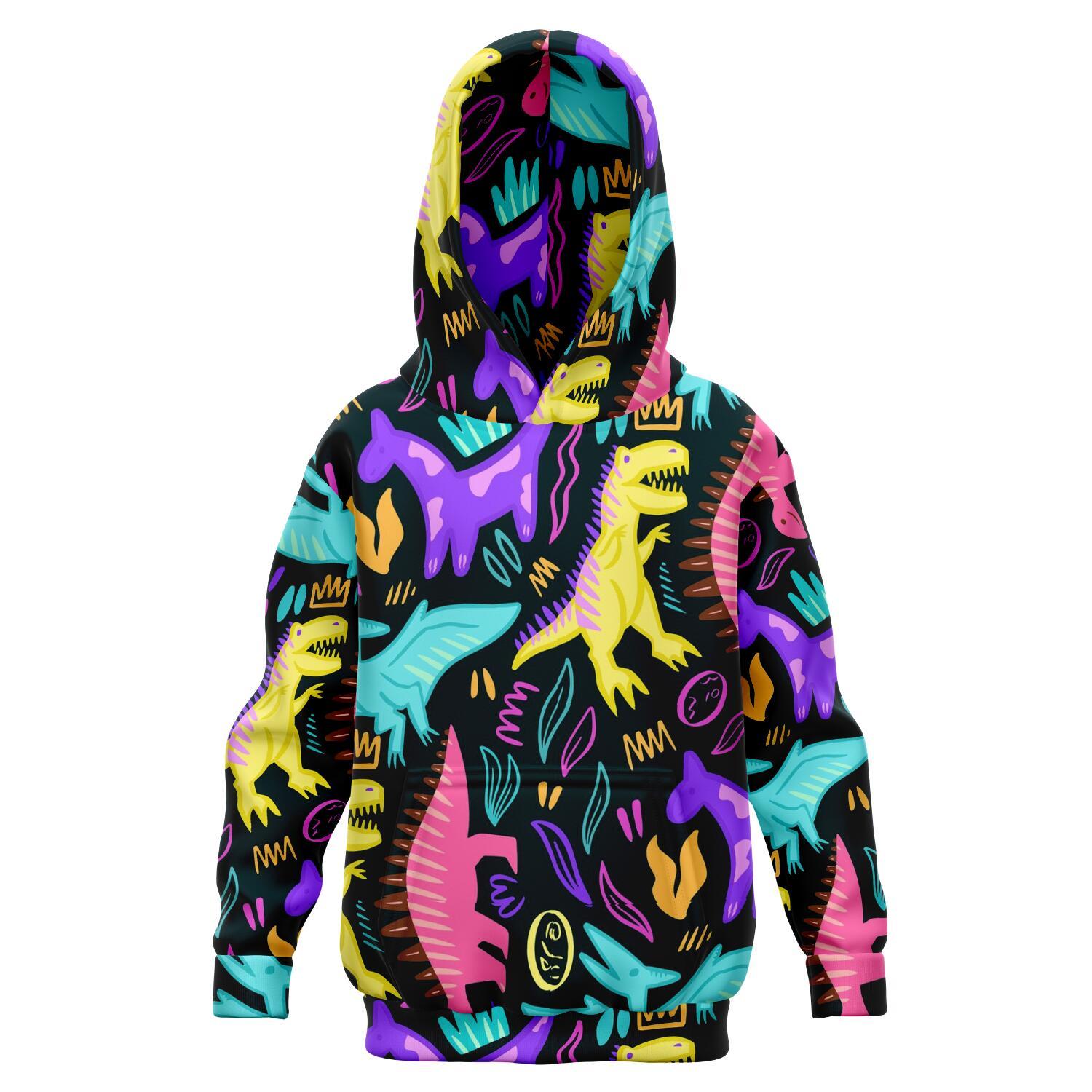 Neon Crazy Dinos Kids Dinosaur Hoodie