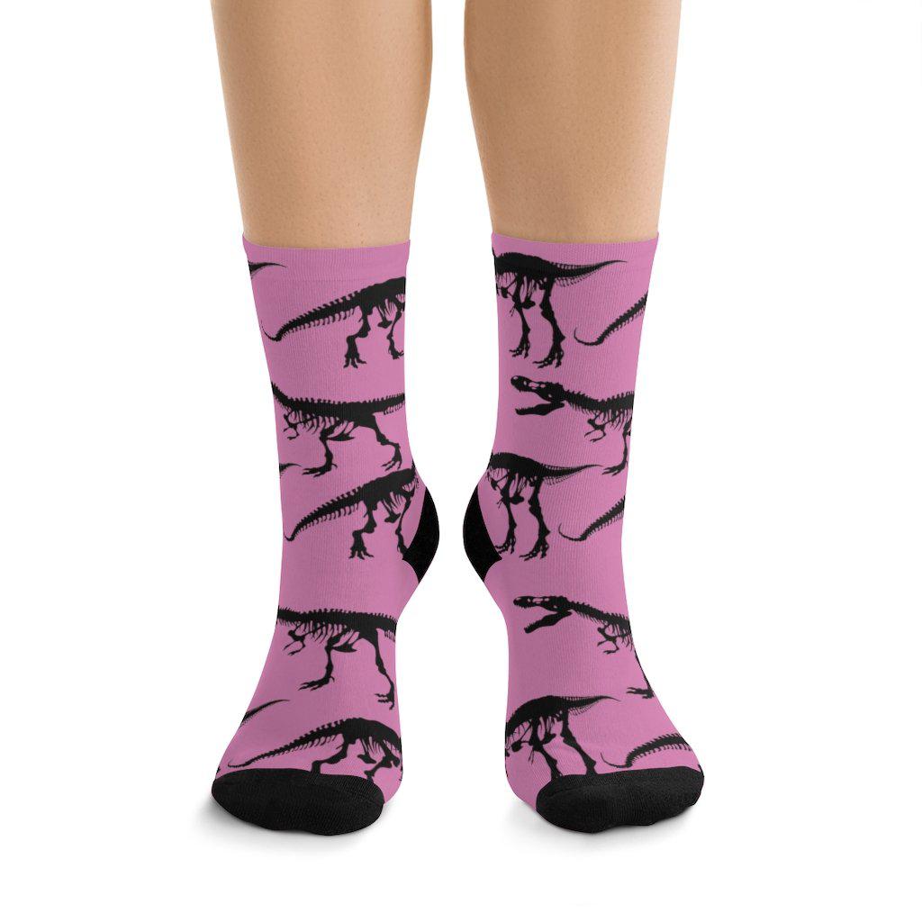 Pink T-Rex Skeleton Socks