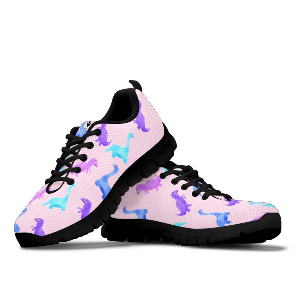 Pink Watercolor - Dinosaur Sneakers