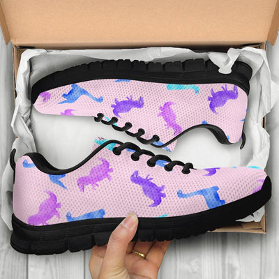 Pink Watercolor - Dinosaur Sneakers