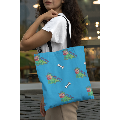 Girl Using Dinosaur Tote Bag