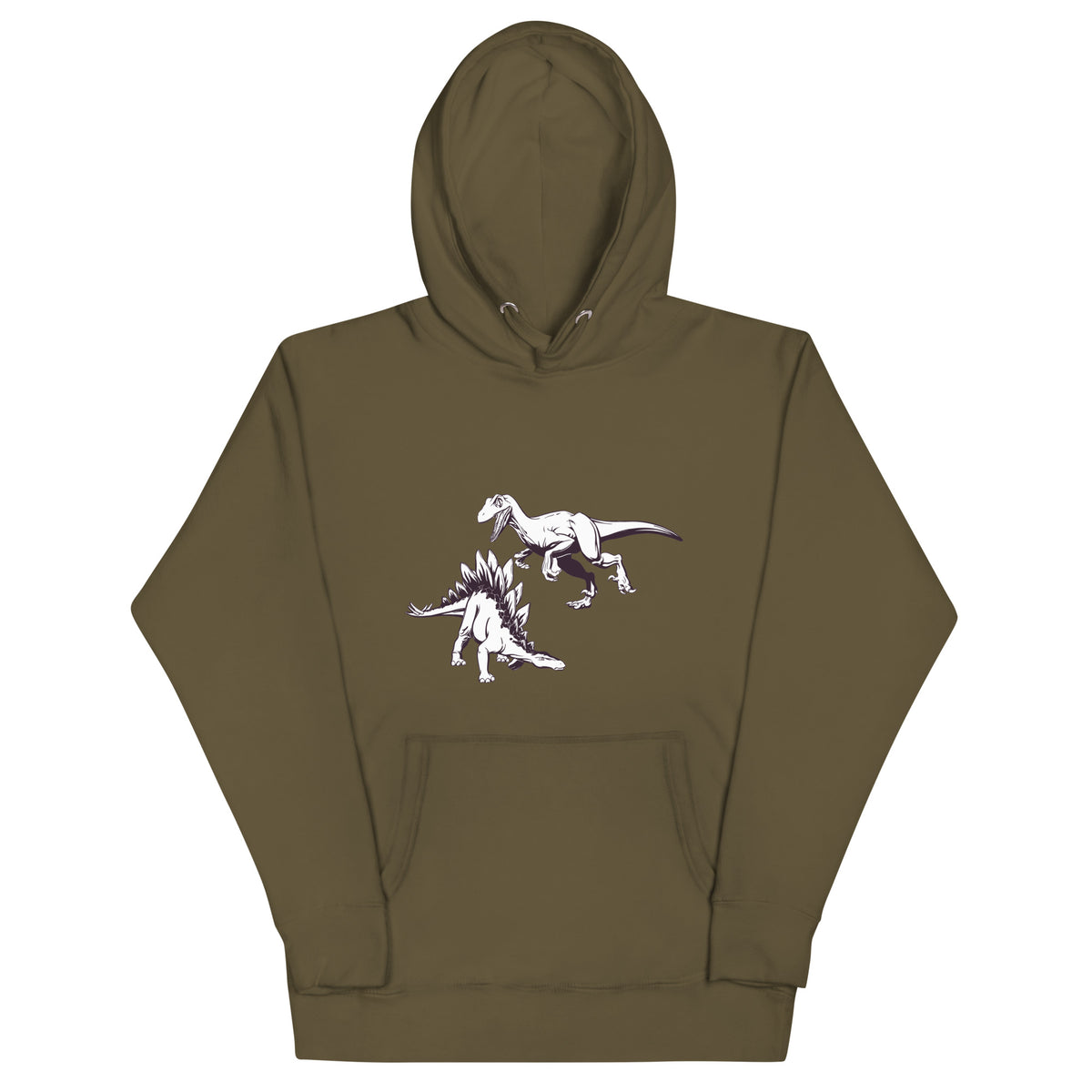 Hand Drawn Dino Battle - Adult Dinosaur Hoodie