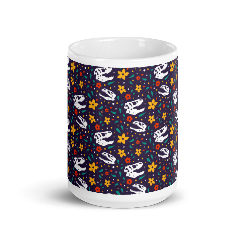 Dinosaur Mug With Cute Flowers