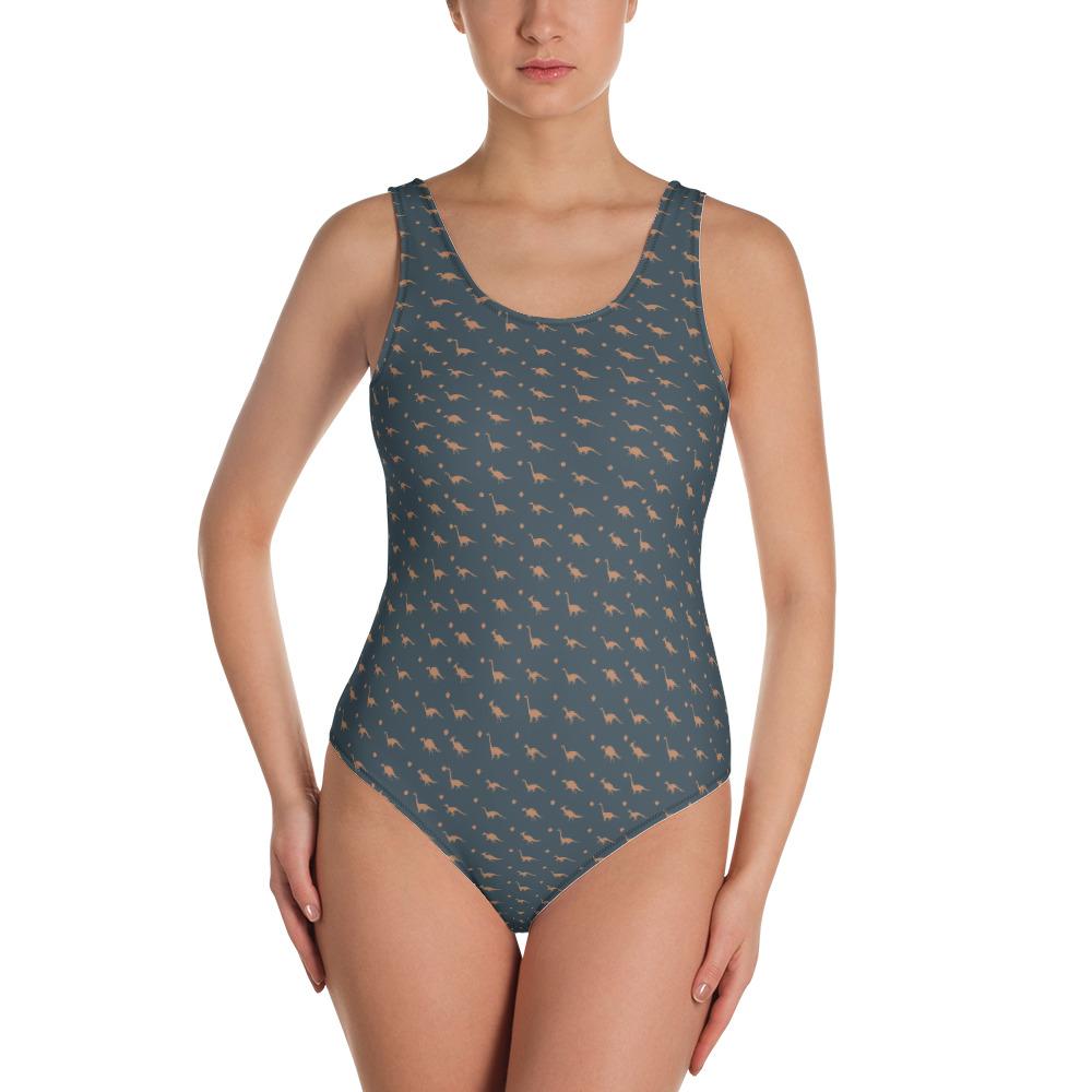 Womens Dinosaur Swimsuit - Blue &amp; Gold Dinos